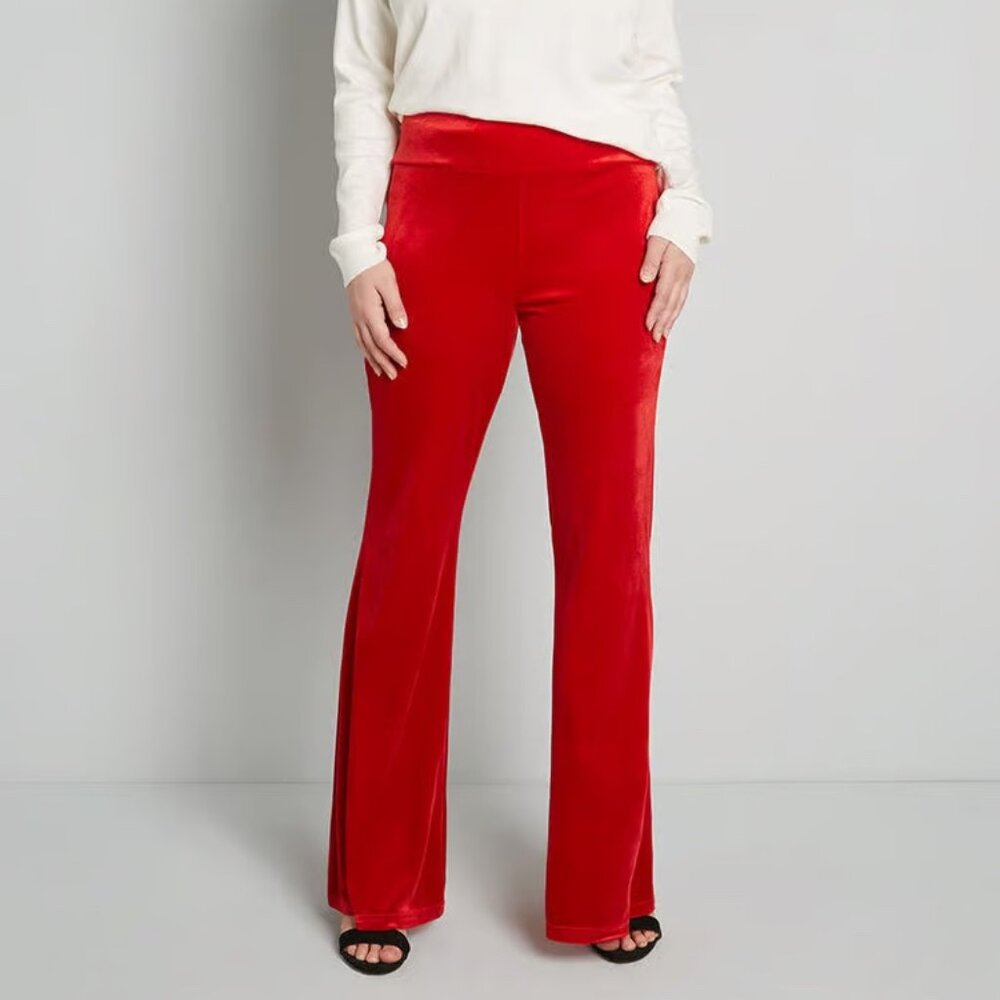 NWT Modcloth Loving The Luxe Life Wide-Leg Pants Hollyberry Red Size Large L NEW